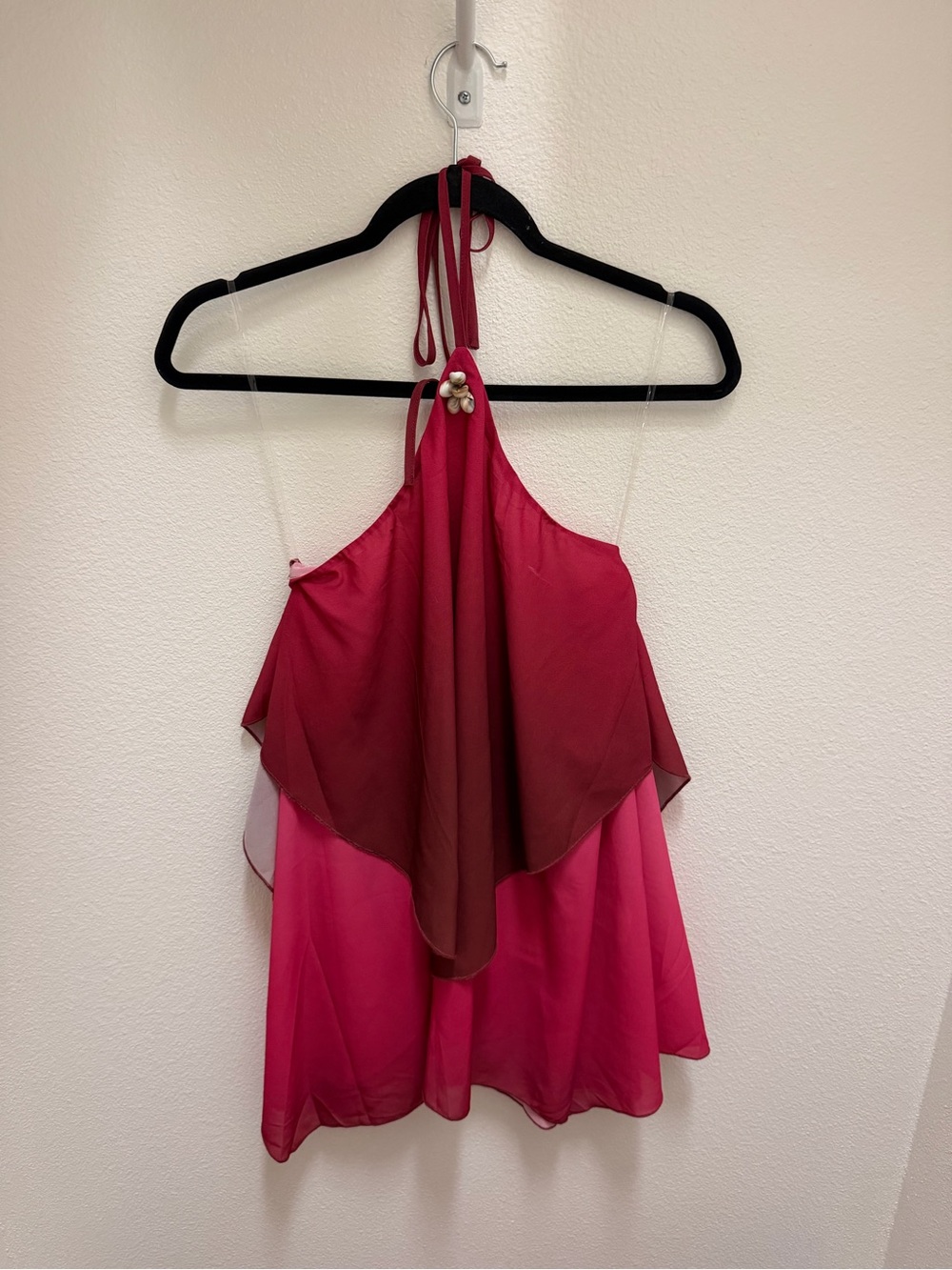 Pepper nayo Halter Overlay Colorblock Maxi Dress in Berry Pink - Picture 2 of 4